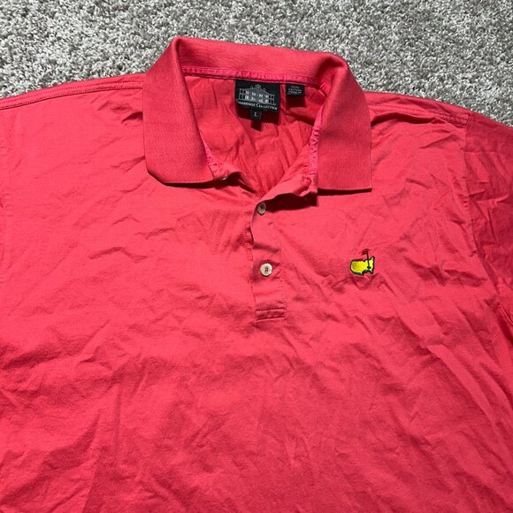 Masters Golf Polo Shirt Red Embroidered Logo Mens Size L Short Sleeve - Picture 2 of 8